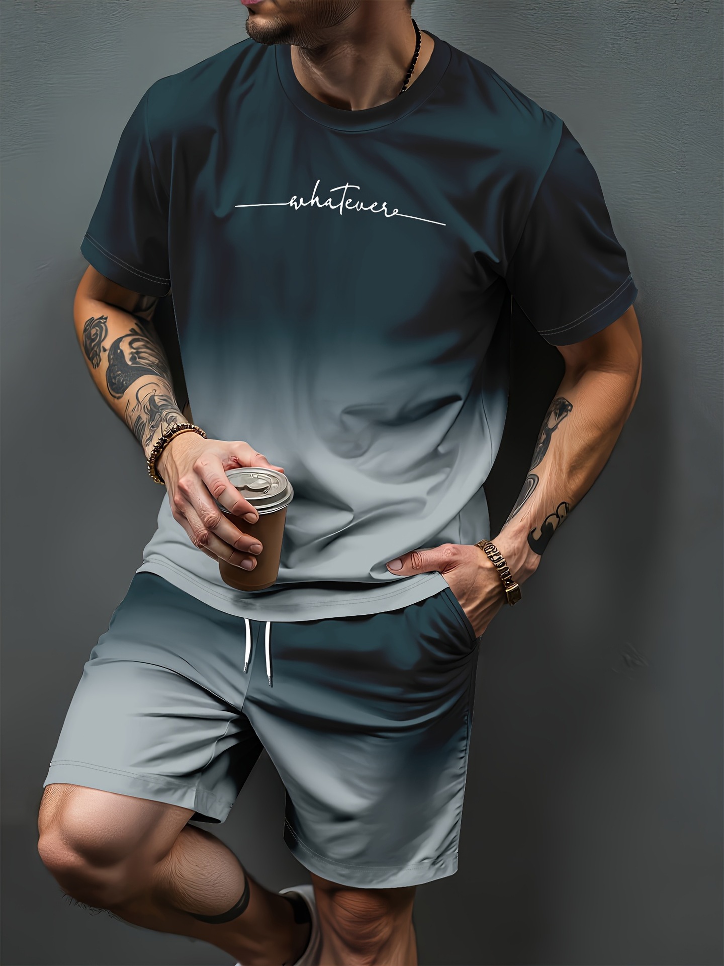 Summer Clothing Styles - Gradient Letter Pattern 3D Print Tracksuits