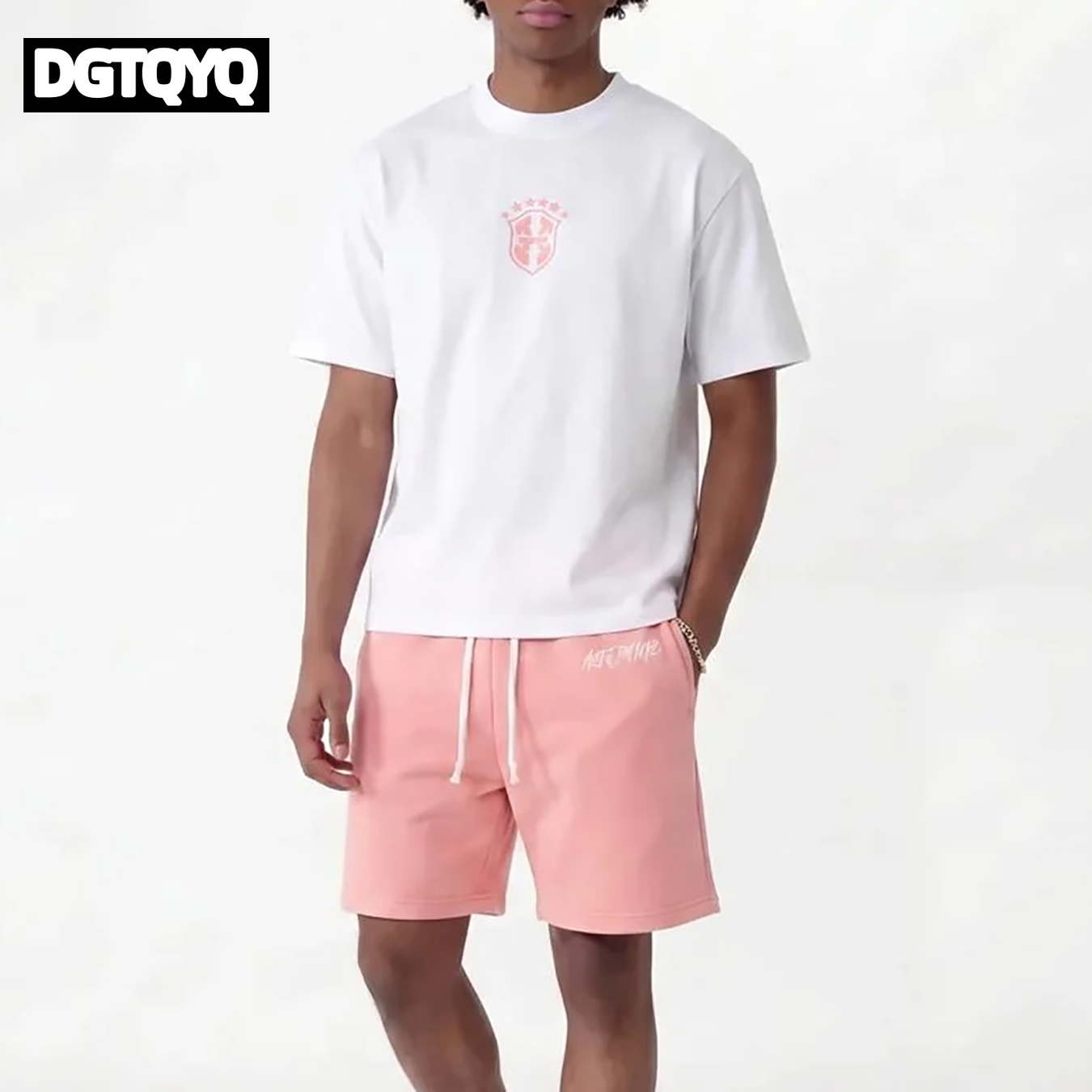 Summer Clothing Styles - Man's Summer New Pink Embroidered Casual