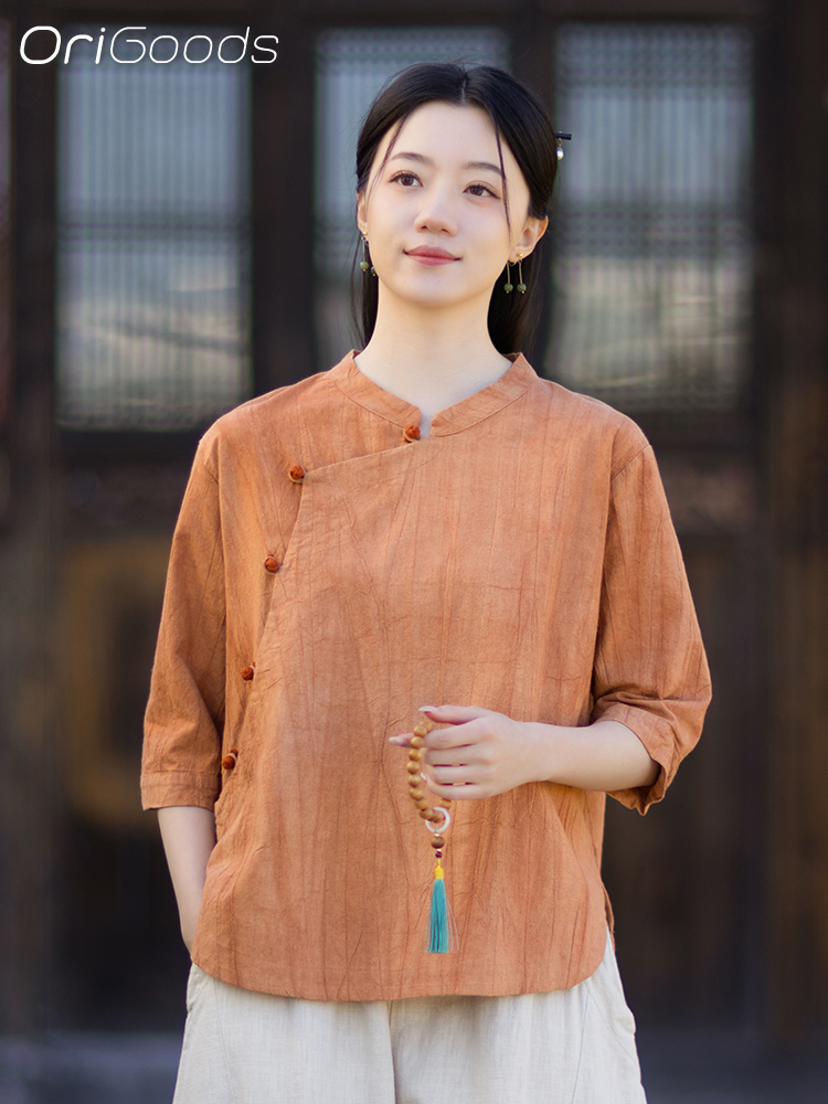 Japan Summer Clothing Women - OriGoods Tie Dye Shirt Woman Ramie