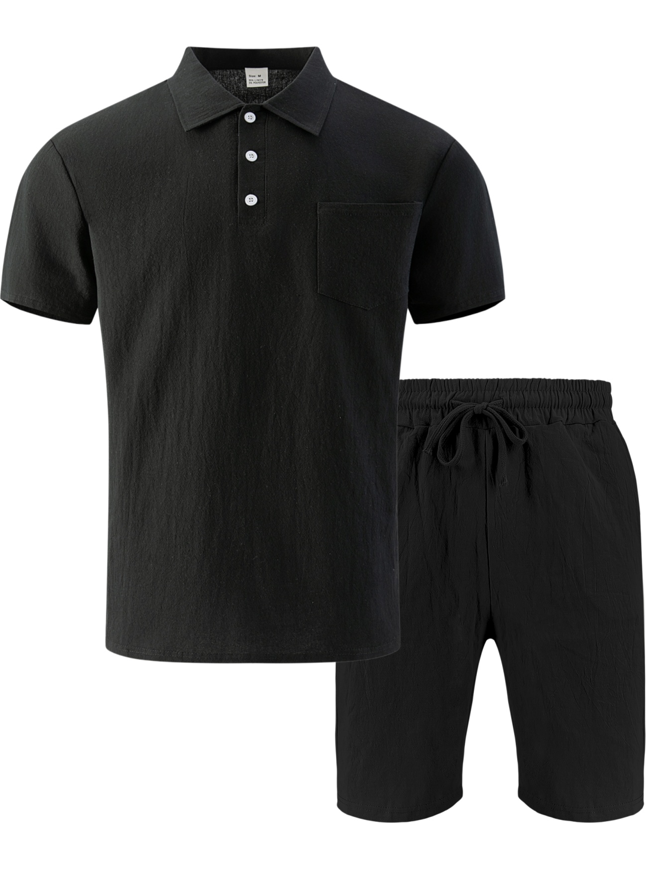 Men's Textured Linen Polo Shor - Linen Shorts Men 评论和价格