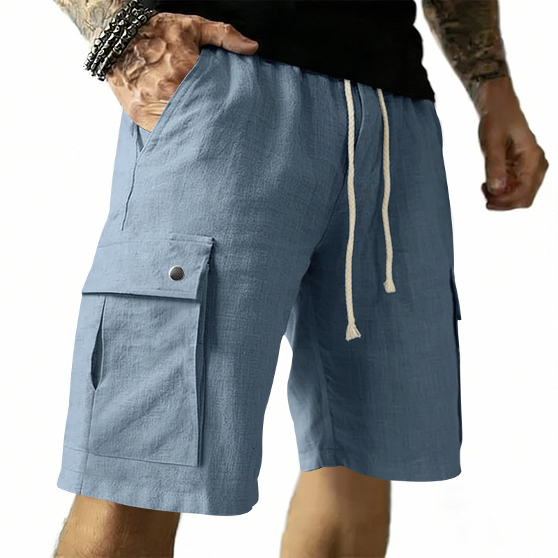European and American Multi-Po - Linen Shorts Men 评论和价格