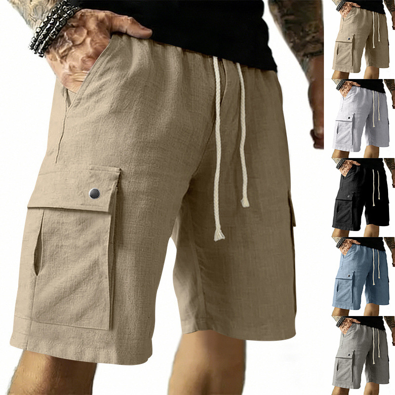 European and American Multi-Po - Linen Shorts Men 评论和价格