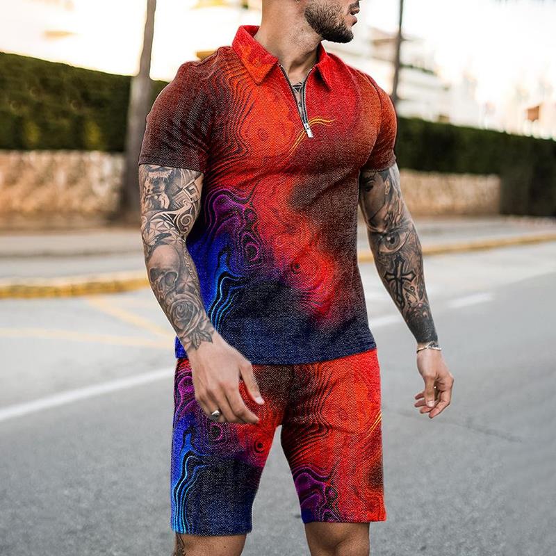 Summer Zipper Polo Shirt Suit  - Summer Clothing Styles 评论和价格
