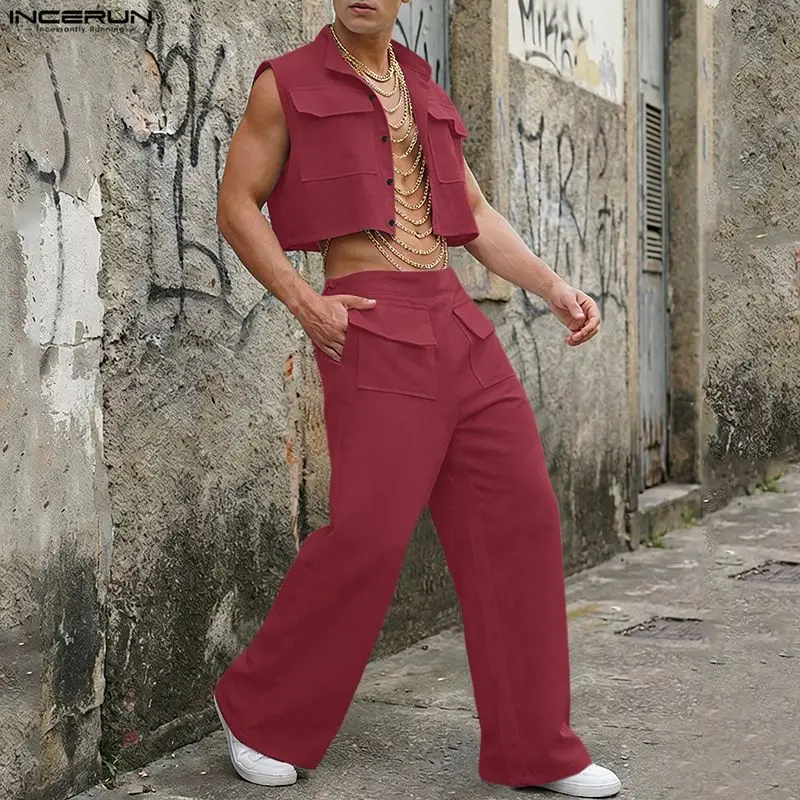 INCERUN Men Sets Solid Sleevel - Summer Clothing Haul 评论和价格