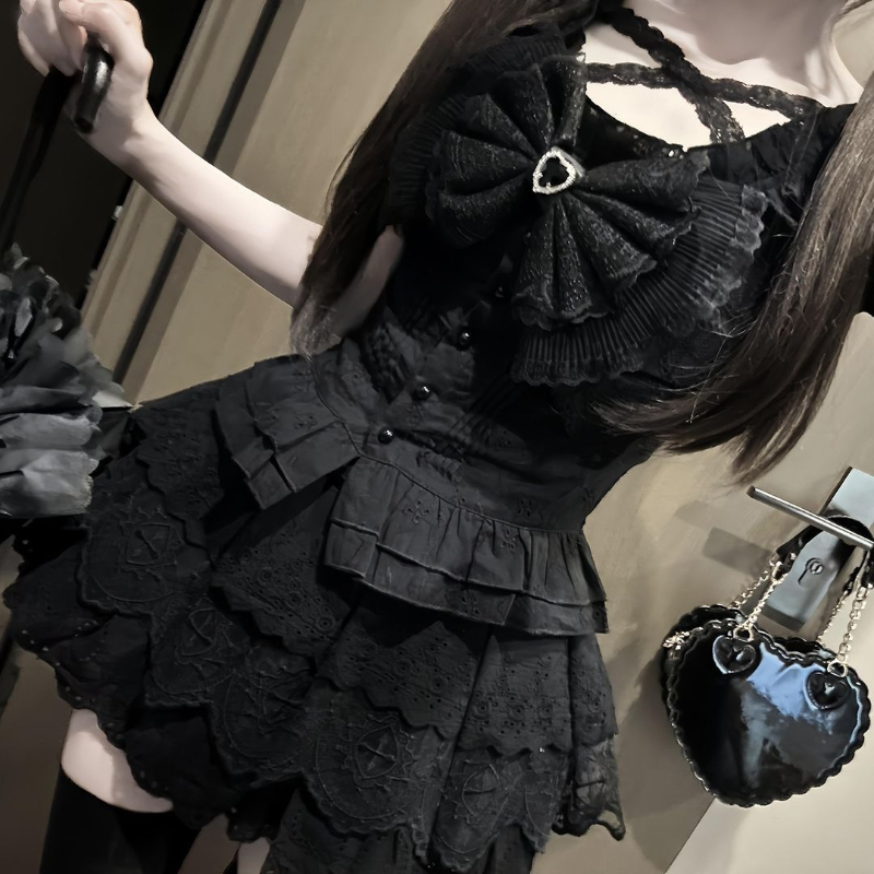 Japanese Retro Bow Slim Puff S - Summer Japanese Clothing 评论和价格