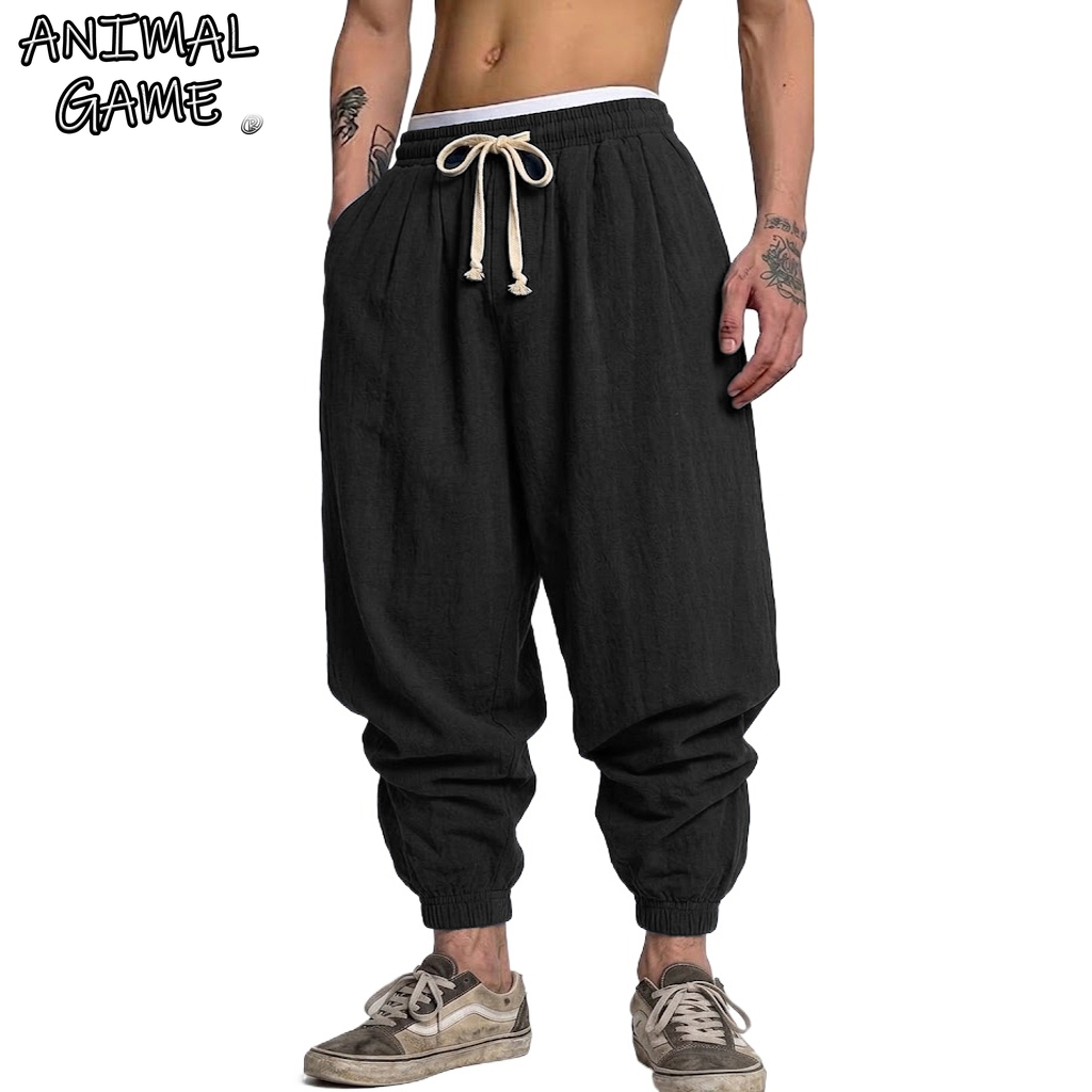 Korean Cotton Linen Trousers A - Linen Shorts Men 评论和价格