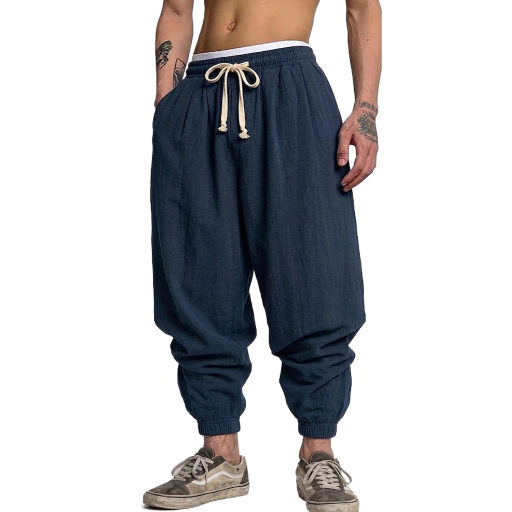 Korean Cotton Linen Trousers A - Linen Shorts Men 评论和价格