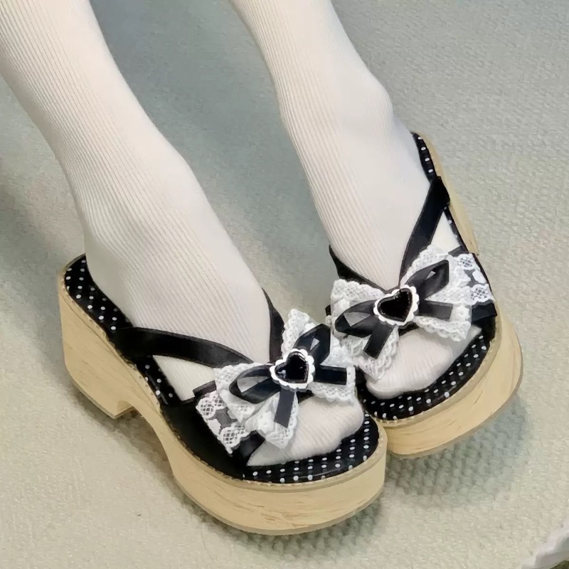 Sweet Bow Wood Grain Thick Bot - Summer Clothing Styles 评论和价格