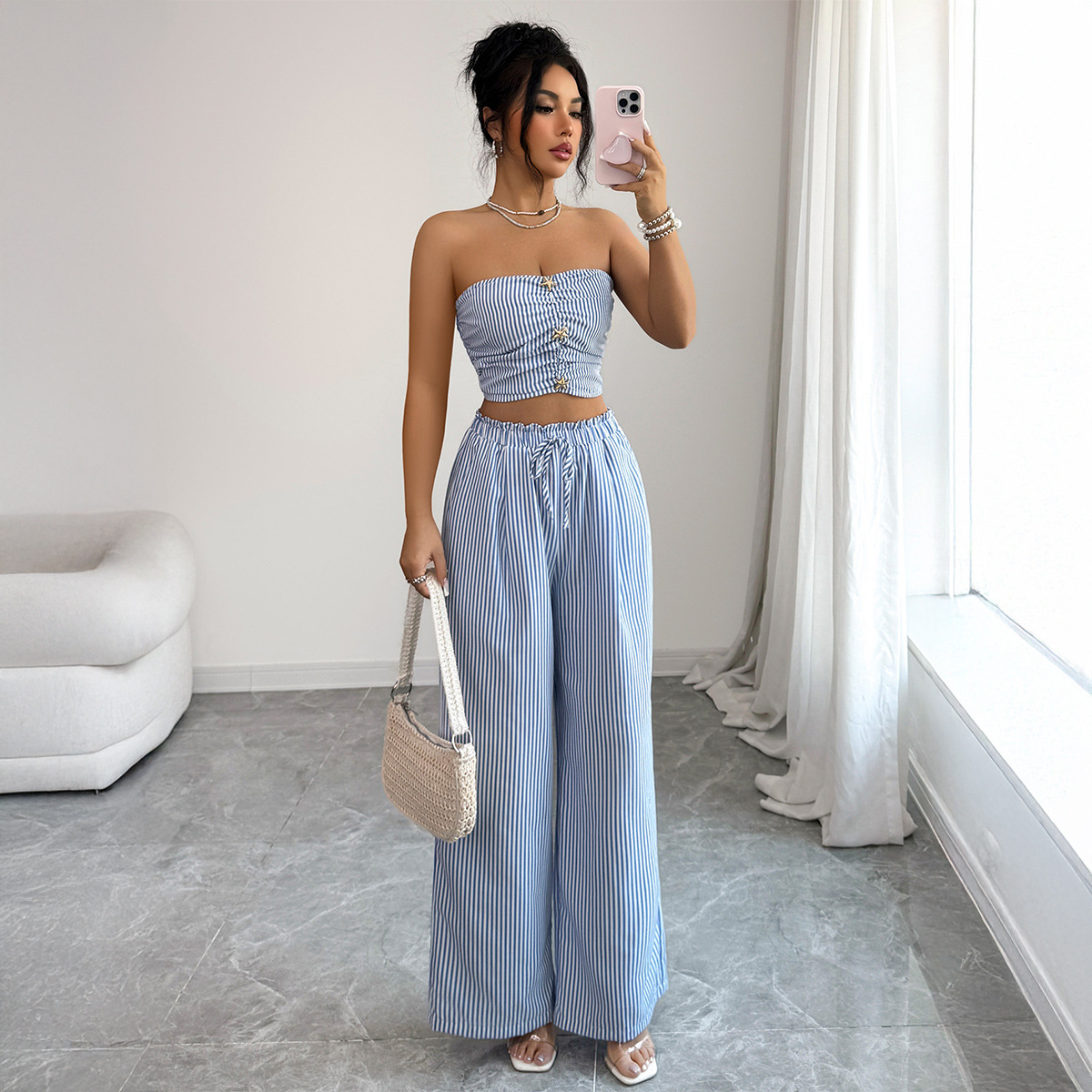 Elegant Design Striped Buttone - Summer Clothing Italy 评论和价格