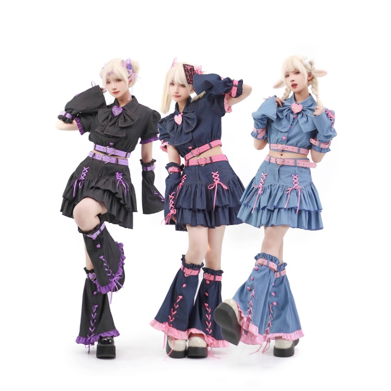 2024 Denim Sweetheart Y2k Set  - Summer Japanese Clothing 评论和价格