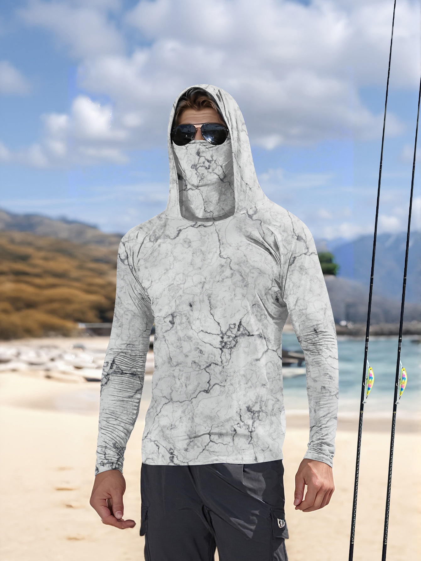 Men Hood Fishing Shirt long sl - Summer Clothing Long Sleeve 评论和价格