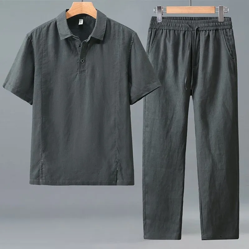 Men Plus Size Summer Linen Two - Linen Shorts Men 评论和价格
