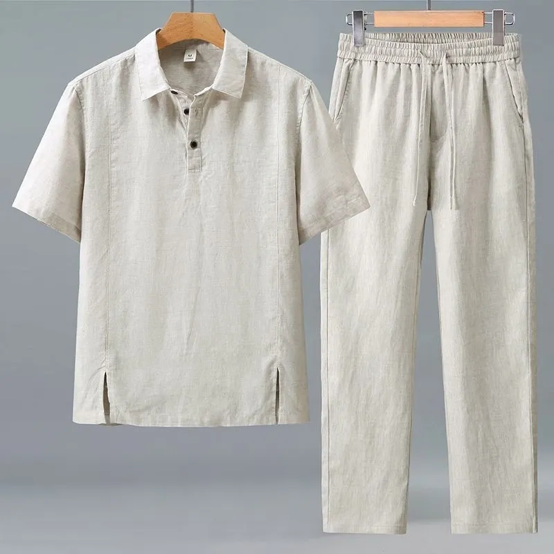 Men Plus Size Summer Linen Two - Linen Shorts Men 评论和价格