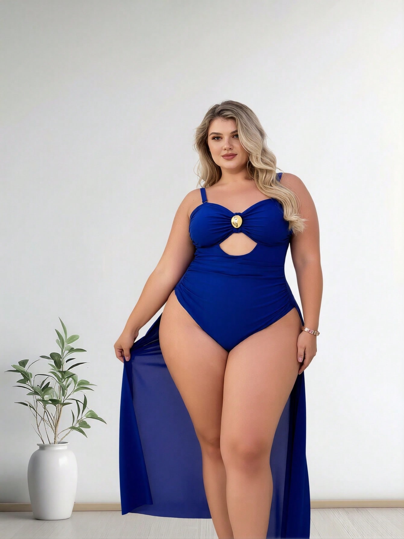 2026 New Plus Size Royal Blue  - Swimsuit One Piece 评论和价格