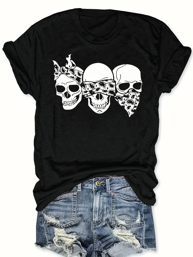 Happy Cartoon Skull T-Shirt, L - Summer Clothing Trends 2026 评论和价格