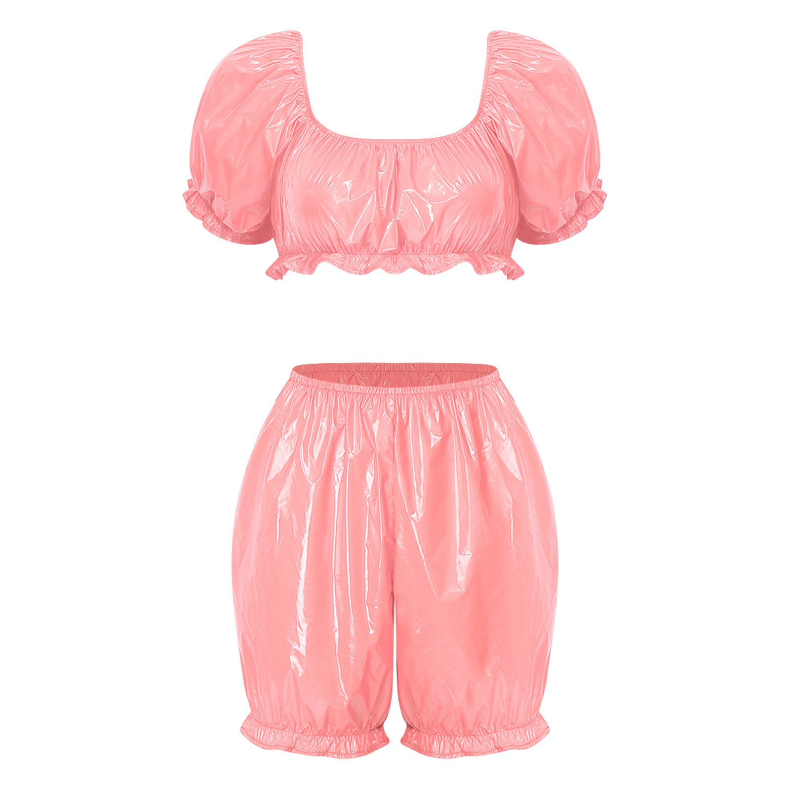 Womens Wet Look PU Leather Clu - Summer Clothing Tops 评论和价格