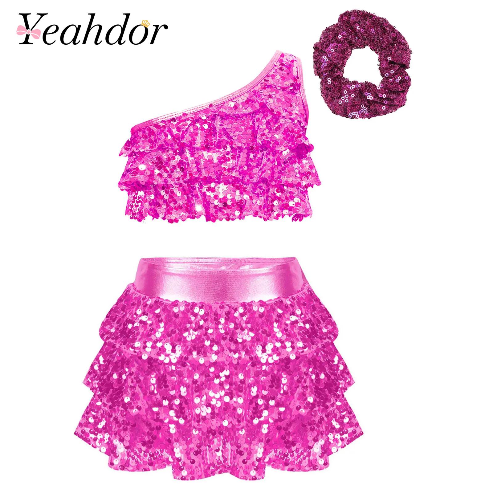 Kids Girls Shiny Sequins Latin - Summer Clothing Kids 评论和价格
