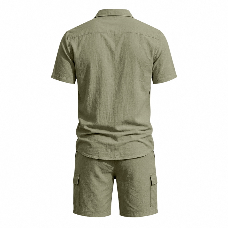 Men Summer American Linen Two  - Linen Shorts Men 评论和价格