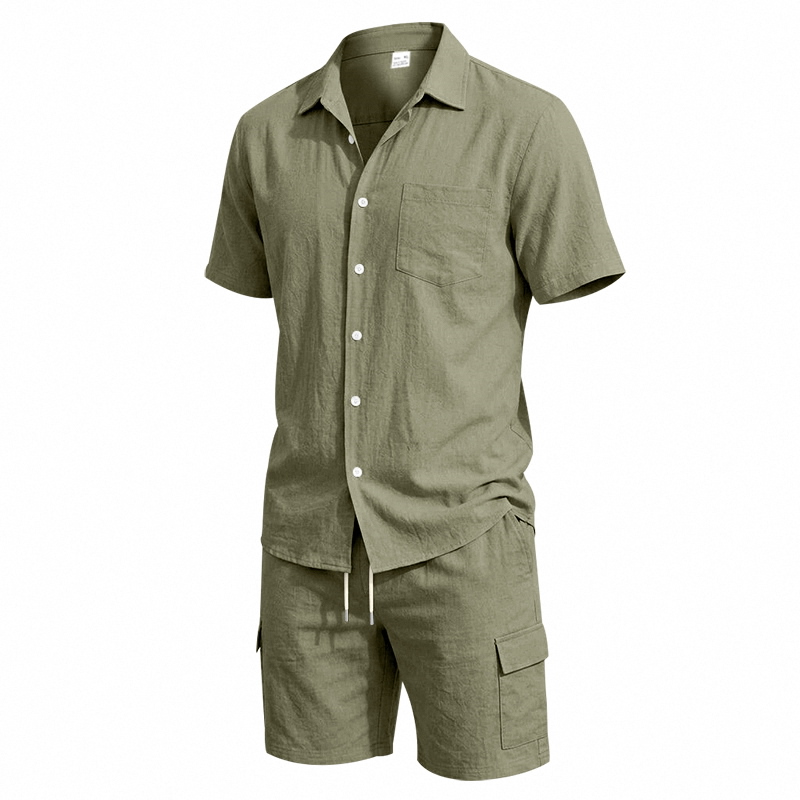 Men Summer American Linen Two  - Linen Shorts Men 评论和价格